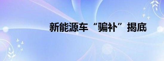 新能源车“骗补”揭底