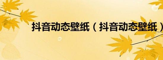 抖音动态壁纸（抖音动态壁纸）