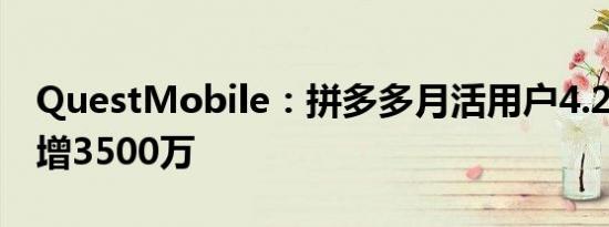 QuestMobile：拼多多月活用户4.29亿，净增3500万