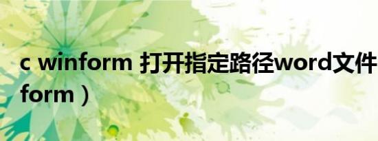 c winform 打开指定路径word文件（c  winform）