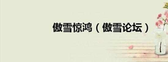 傲雪惊鸿（傲雪论坛）