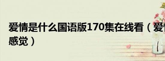 爱情是什么国语版170集在线看（爱情是什么感觉）