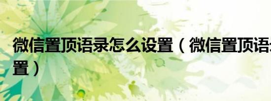 微信置顶语录怎么设置（微信置顶语录怎么设置）