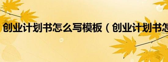 创业计划书怎么写模板（创业计划书怎么写）
