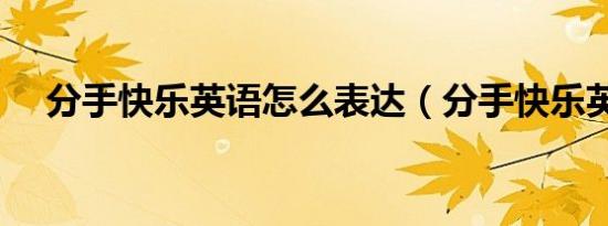 分手快乐英语怎么表达（分手快乐英文）