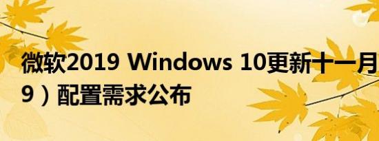 微软2019 Windows 10更新十一月版（1909）配置需求公布