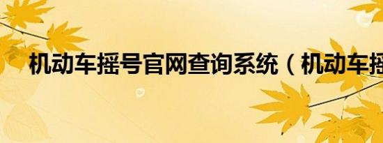 机动车摇号官网查询系统（机动车摇号）
