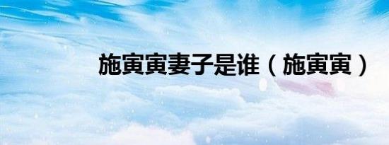 施寅寅妻子是谁（施寅寅）