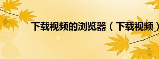 下载视频的浏览器（下载视频）