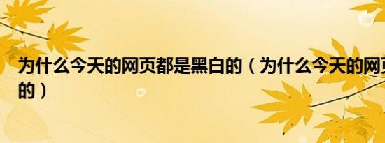 为什么今天的网页都是黑白的（为什么今天的网页都是黑白的）
