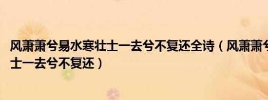 风萧萧兮易水寒壮士一去兮不复还全诗（风萧萧兮易水寒 壮士一去兮不复还）