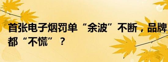 首张电子烟罚单“余波”不断，品牌、产销方都“不慌”？