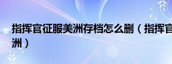 指挥官征服美洲存档怎么删（指挥官 征服美洲）