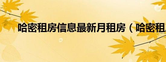 哈密租房信息最新月租房（哈密租房）