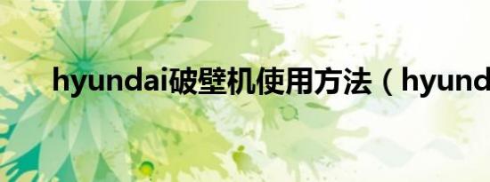 hyundai破壁机使用方法（hyundai）