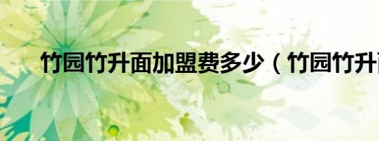 竹园竹升面加盟费多少（竹园竹升面）