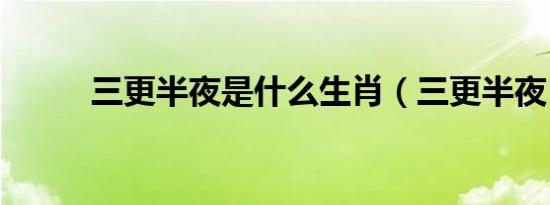 三更半夜是什么生肖（三更半夜）