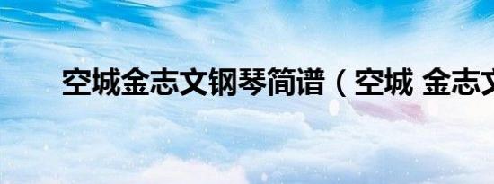 空城金志文钢琴简谱（空城 金志文）
