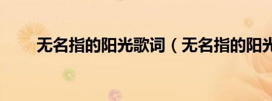 无名指的阳光歌词（无名指的阳光）