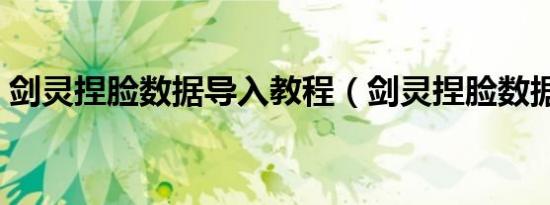 剑灵捏脸数据导入教程（剑灵捏脸数据导入）
