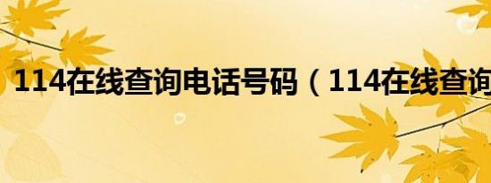 114在线查询电话号码（114在线查询电话）