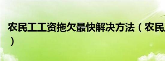 农民工工资拖欠最快解决方法（农民工春天里）
