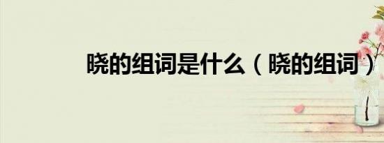 晓的组词是什么（晓的组词）