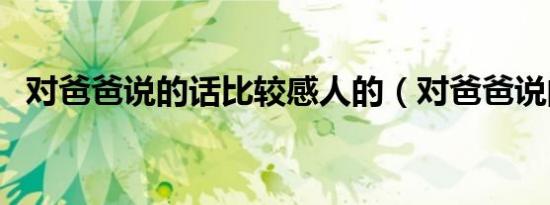 对爸爸说的话比较感人的（对爸爸说的话）