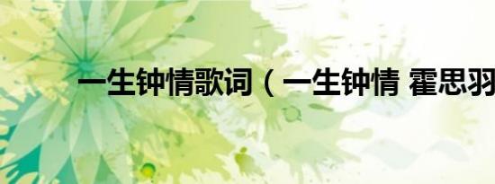 一生钟情歌词（一生钟情 霍思羽）