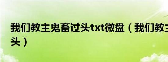我们教主鬼畜过头txt微盘（我们教主鬼畜过头）