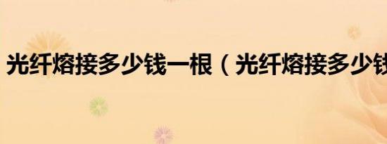 光纤熔接多少钱一根（光纤熔接多少钱一芯）