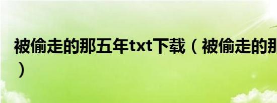 被偷走的那五年txt下载（被偷走的那五年txt）