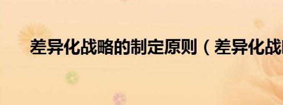 差异化战略的制定原则（差异化战略）