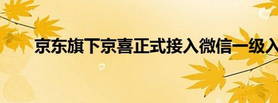 京东旗下京喜正式接入微信一级入口
