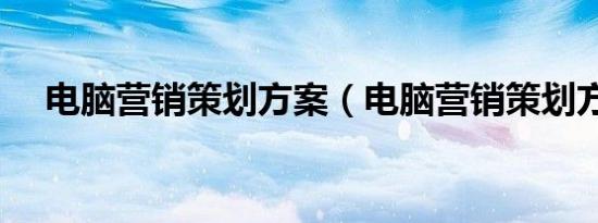 电脑营销策划方案（电脑营销策划方案）