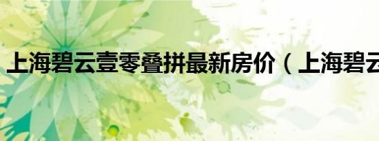 上海碧云壹零叠拼最新房价（上海碧云净院）