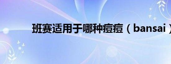 班赛适用于哪种痘痘（bansai）