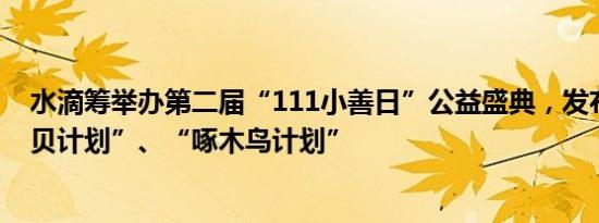 水滴筹举办第二届“111小善日”公益盛典，发布“鲸鱼宝贝计划”、“啄木鸟计划”