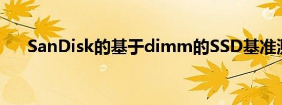 SanDisk的基于dimm的SSD基准测试