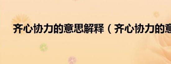 齐心协力的意思解释（齐心协力的意思）