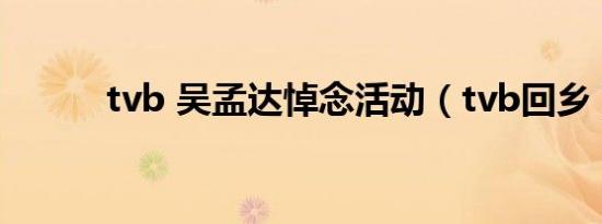 tvb 吴孟达悼念活动（tvb回乡）