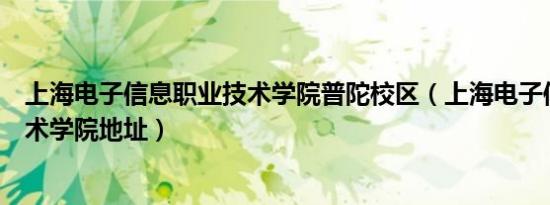 上海电子信息职业技术学院普陀校区（上海电子信息职业技术学院地址）