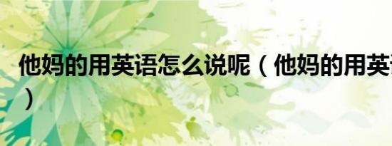 他妈的用英语怎么说呢（他妈的用英语怎么说）