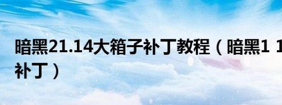 暗黑21.14大箱子补丁教程（暗黑1 10大箱子补丁）