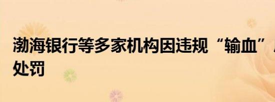 渤海银行等多家机构因违规“输血”房地产遭处罚