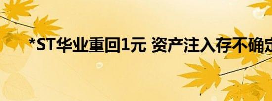 *ST华业重回1元 资产注入存不确定性