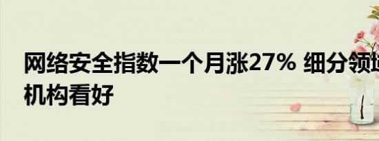 网络安全指数一个月涨27% 细分领域龙头获机构看好