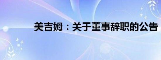 美吉姆：关于董事辞职的公告