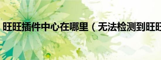 旺旺插件中心在哪里（无法检测到旺旺插件）
