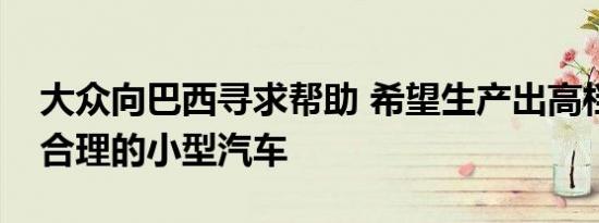 大众向巴西寻求帮助 希望生产出高档且价格合理的小型汽车